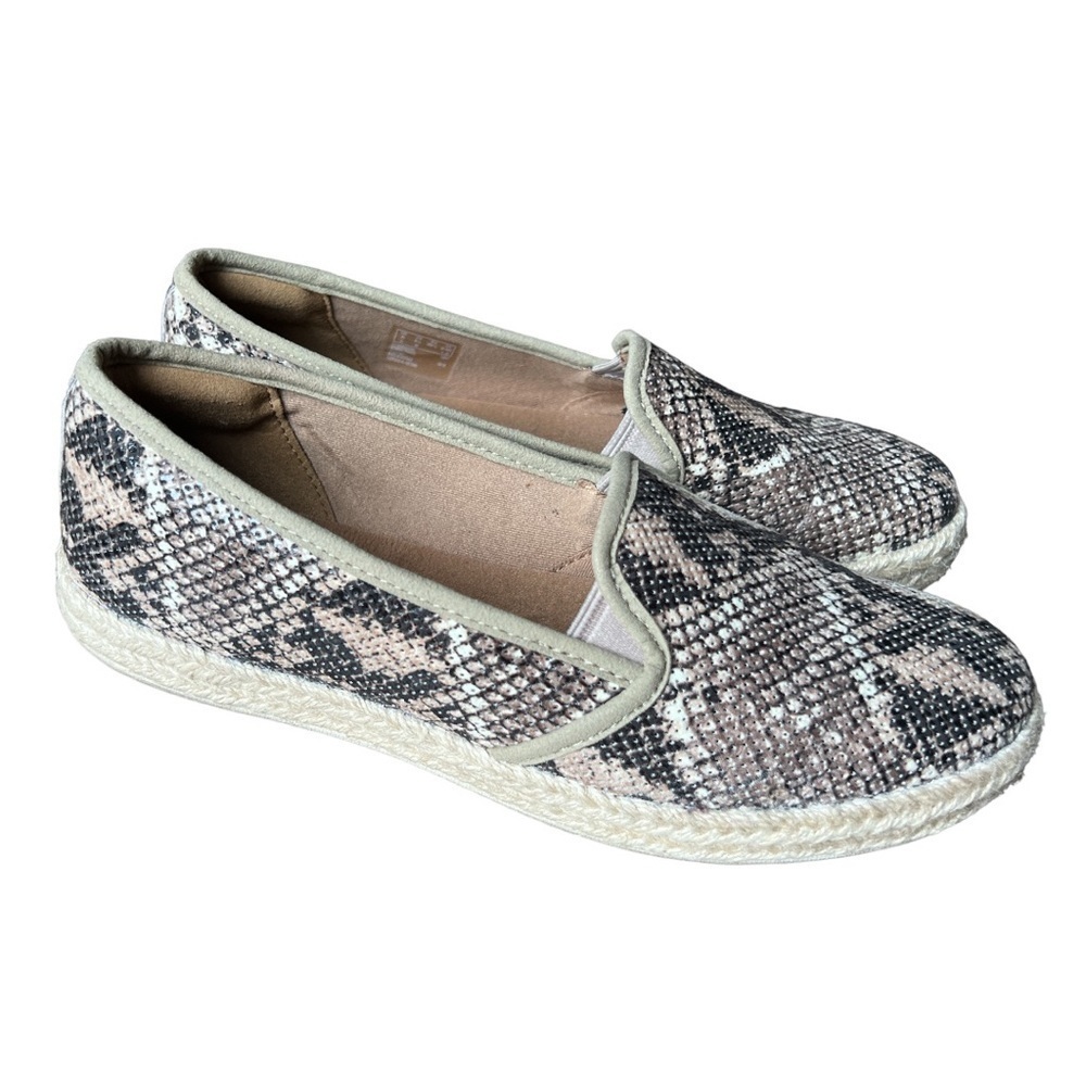 Clarks Collection Soft Cushion Azella Theoni Snakeskin Print Espadrilles, Sz 8.5